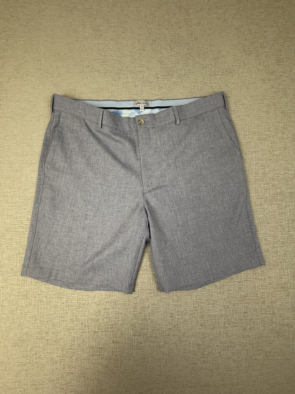 Peter Millar Golf Shorts Mens 40 Gray Performance Polyester Flat Front